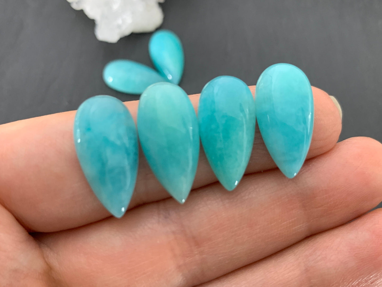 Amazonite pear 10x20mm cabochon - Calibrated cabochons