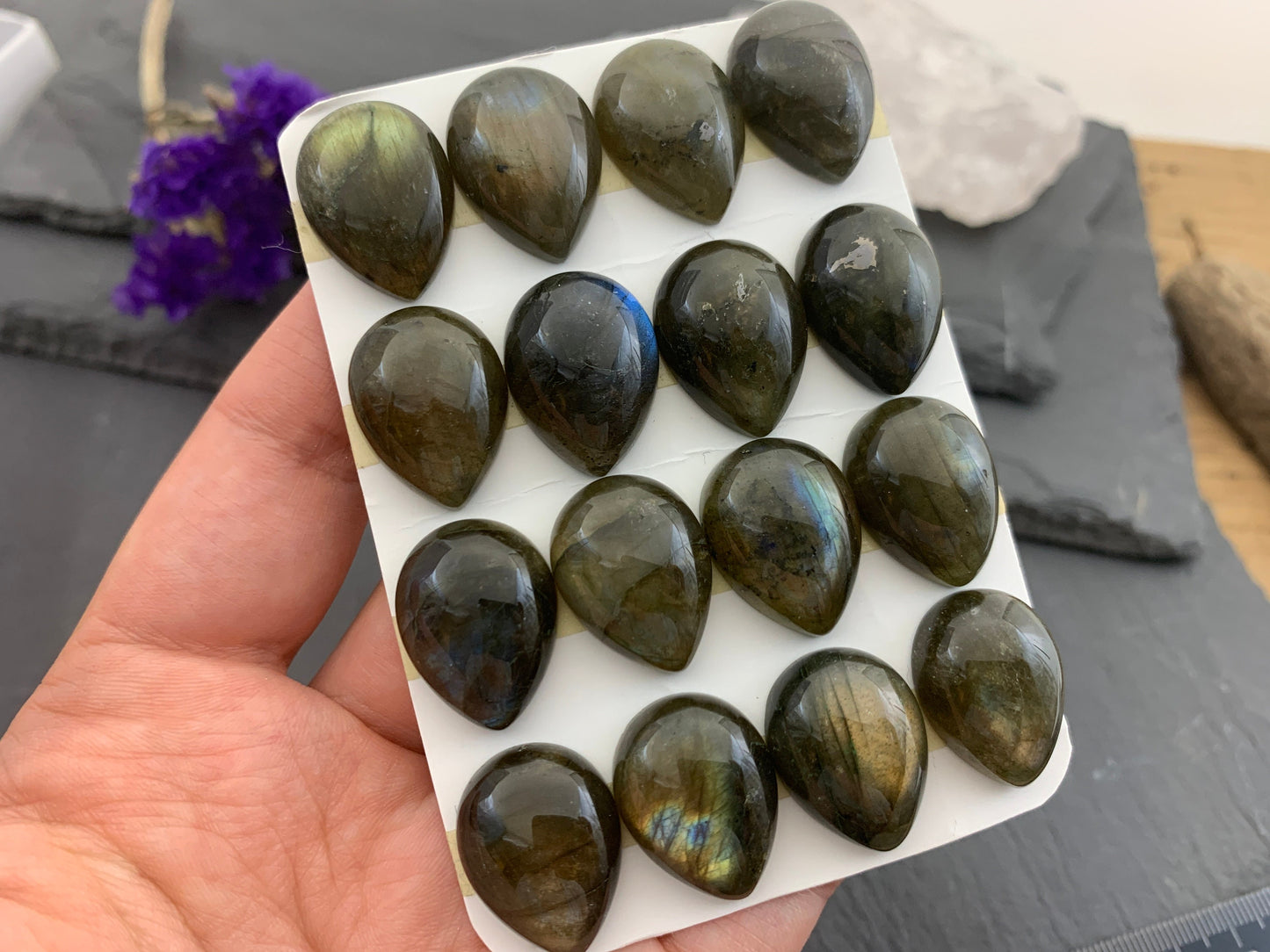 Labradorite pear 15x20mm cabochon - Calibrated cabochons