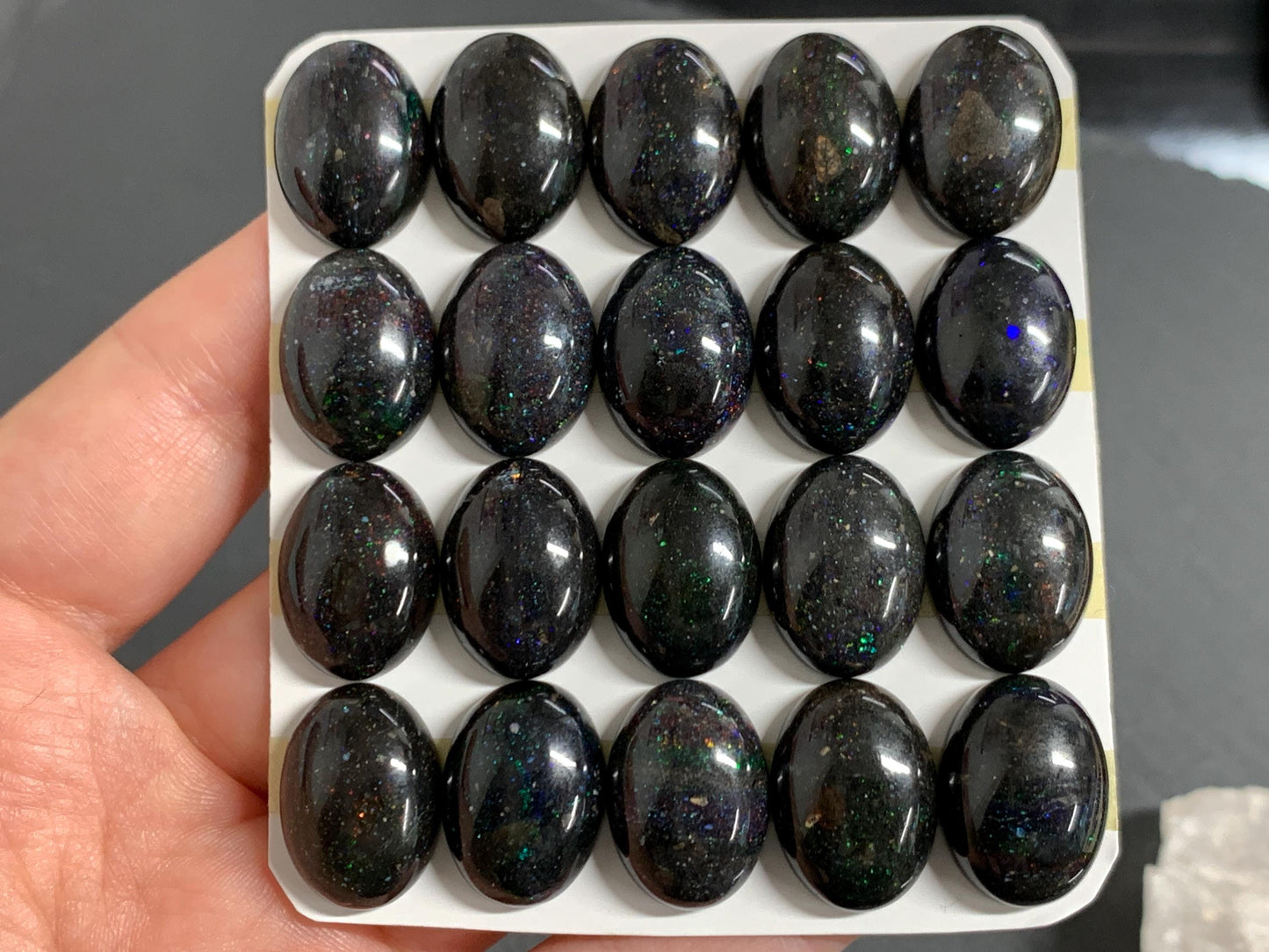 Black Andamooka Opal oval 13x18mm cabochon - Matrix Australian Opal
