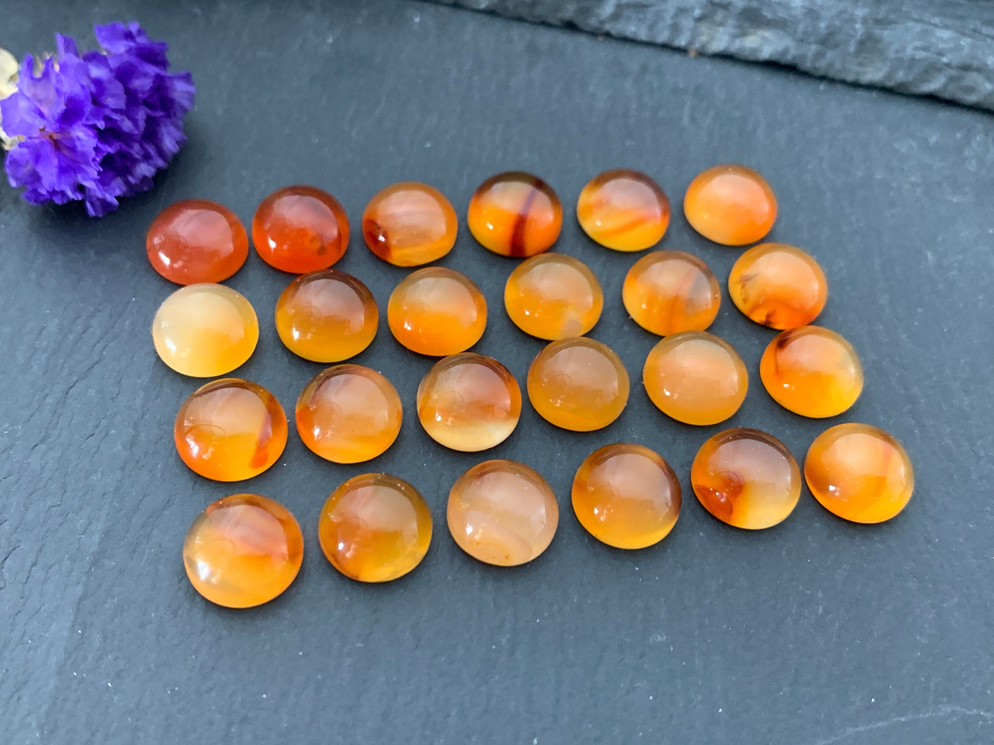 Carnelian round 10mm cabochon - Calibrated cabochons