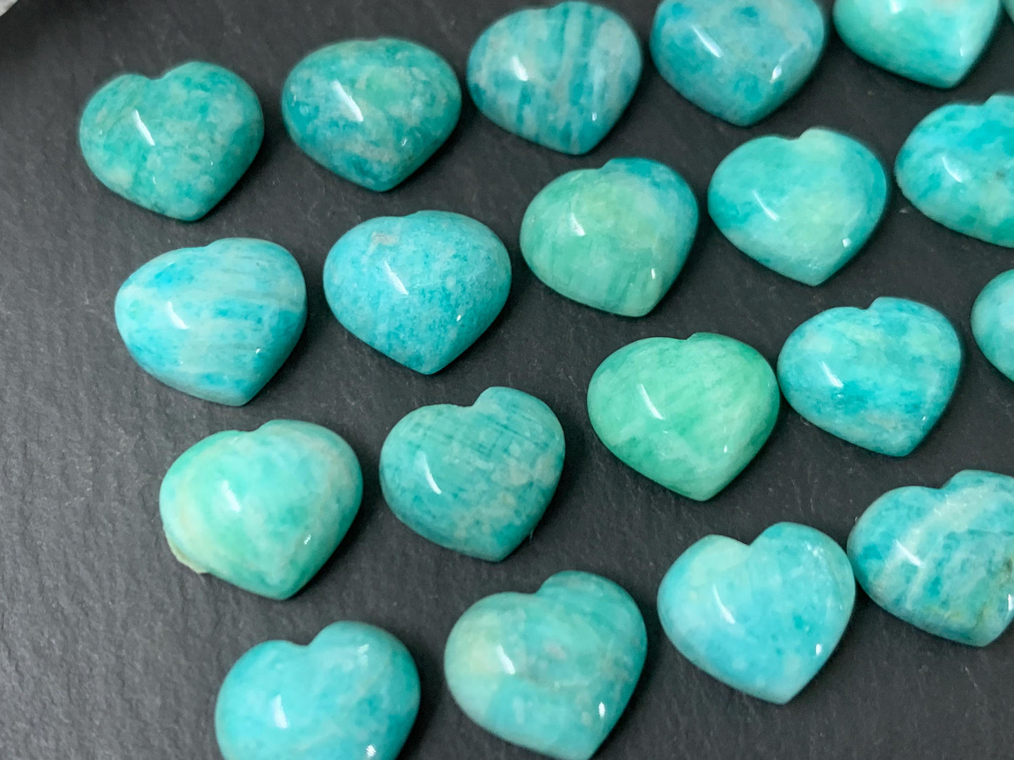 Small Amazonite heart 8x9mm cabochon