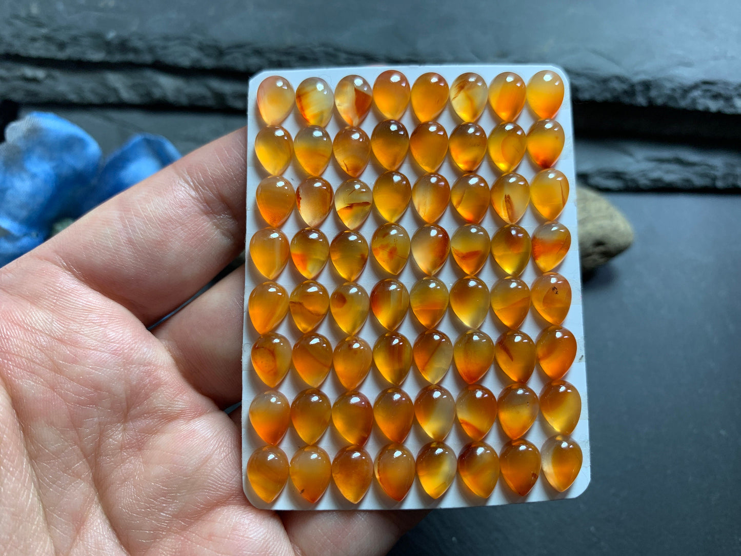 Carnelian pear 6x8mm cabochon - Calibrated cabochons