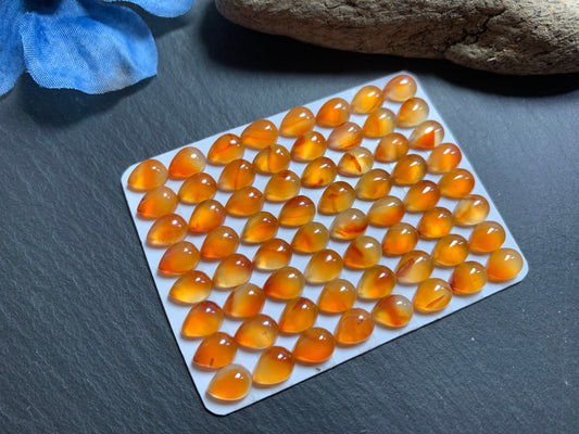 Carnelian pear 6x8mm cabochon - Calibrated cabochons