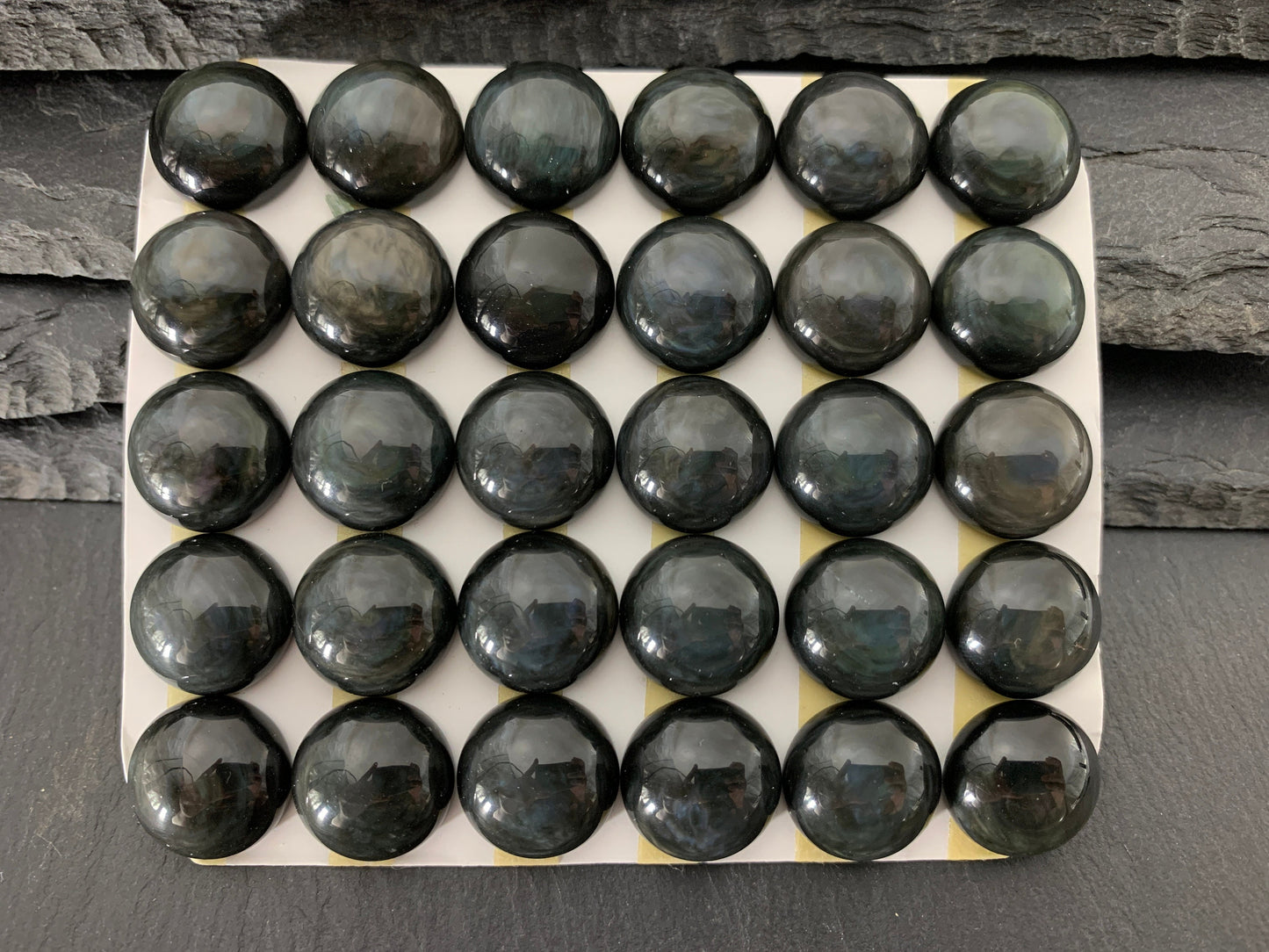Rainbow Obsidian round 15mm cabochon - Calibrated cabochons