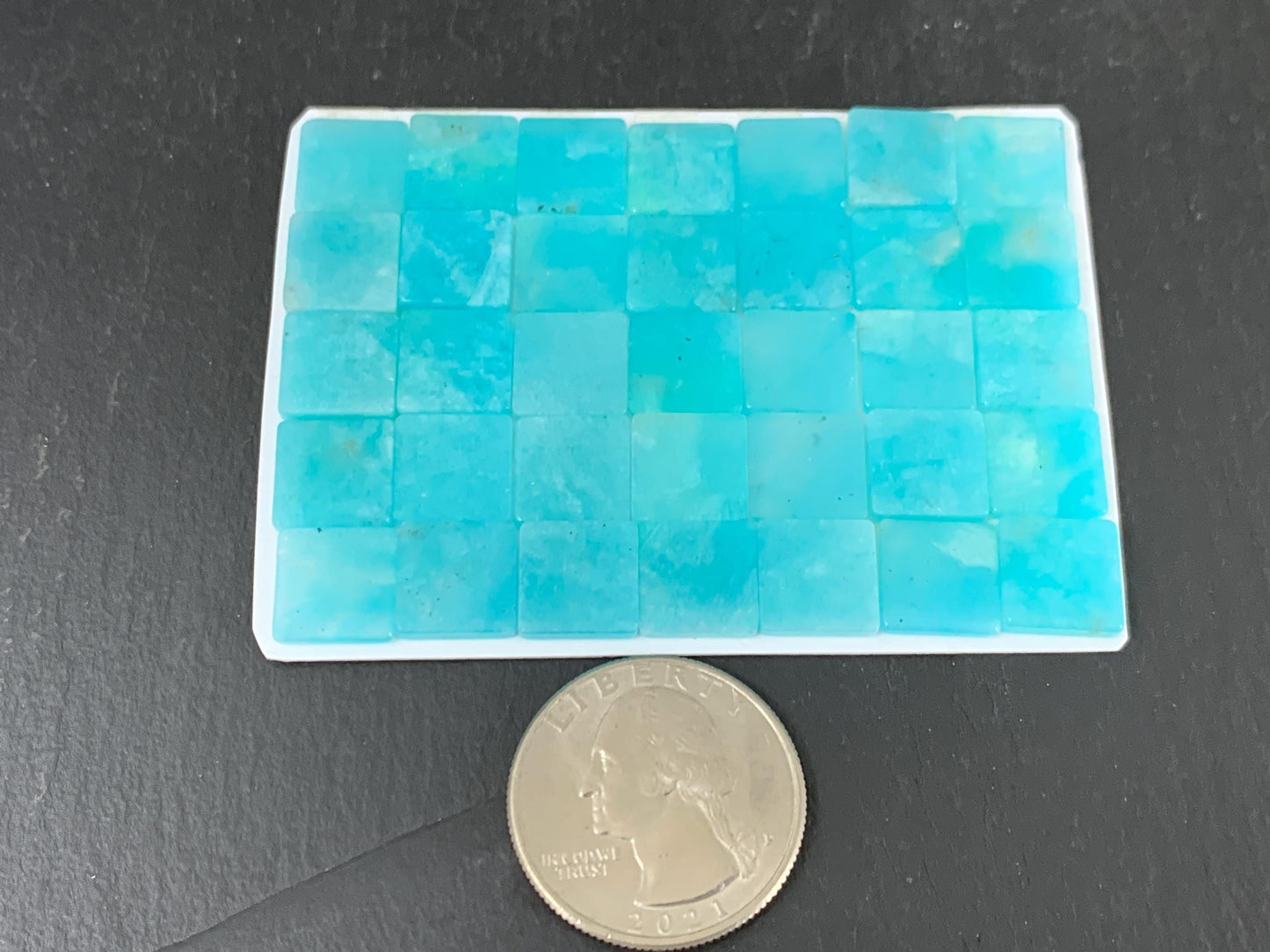 Flat Amazonite Cabochon Square 10mm - Natural Calibrated Blue Green Gemstone