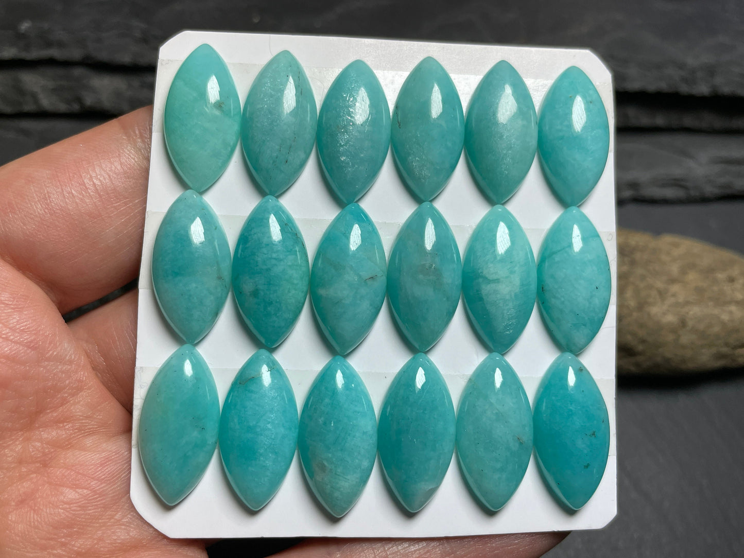 Amazonite marquise 10x20mm - Calibrated cabochons