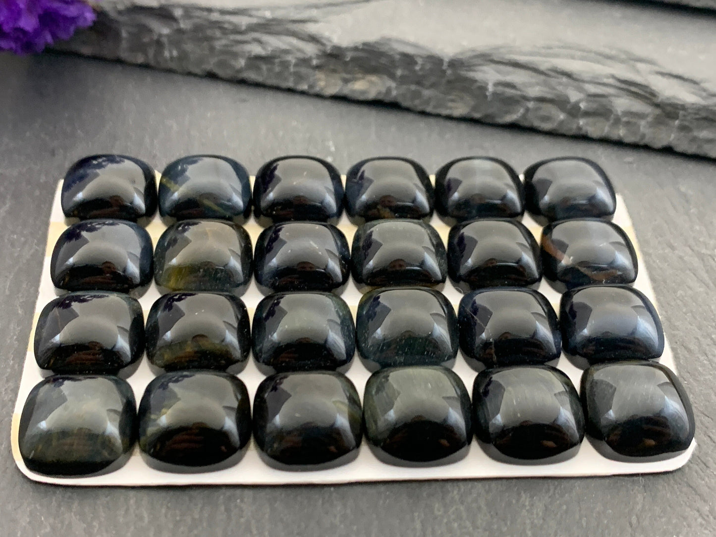 Blue Tiger Eye square 12mm cabochon - Calibrated cabochos