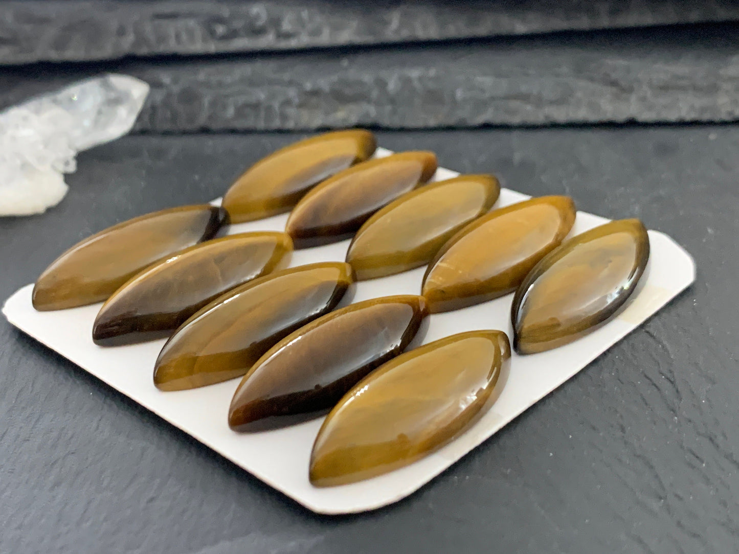 Tiger Eye marquise 12x30mm Cabochon - Calibrated cabochons