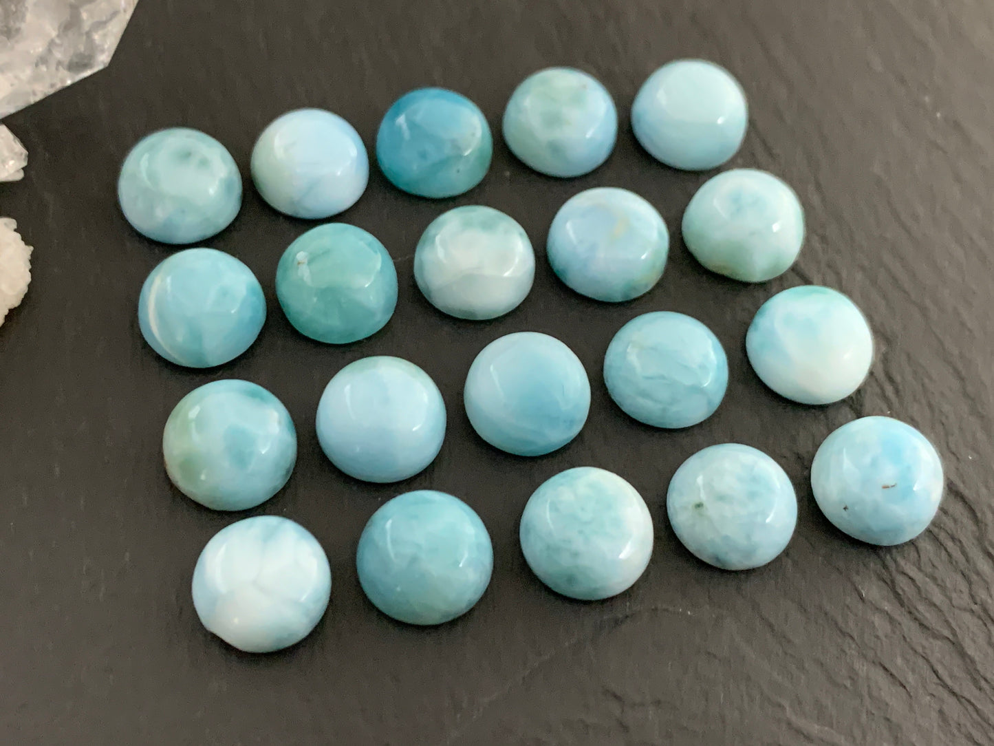 Larimar round 9mm cabochon