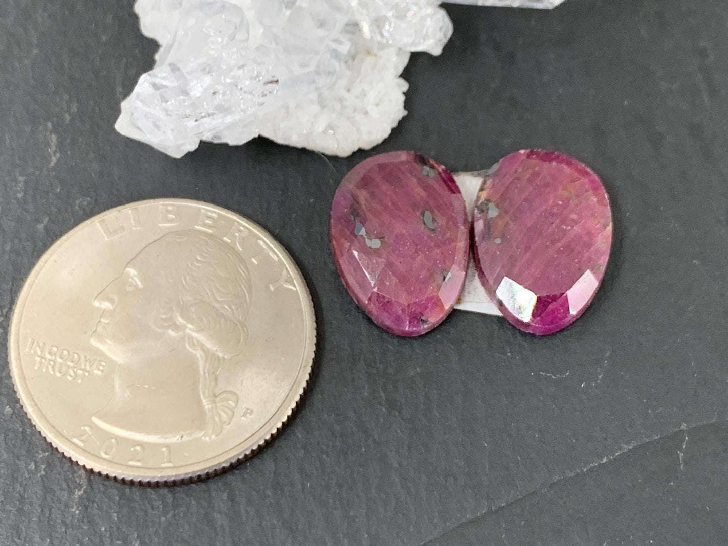Faceted Ruby pair 11x16x4mm cabochon