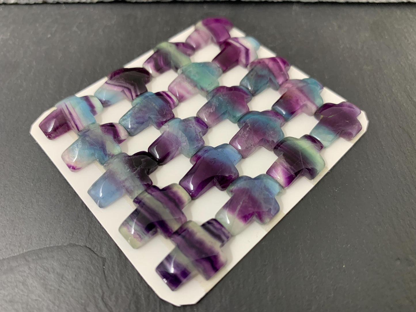Cross Green Fluorite 12x16mm cabochon - Calibrated cabochons