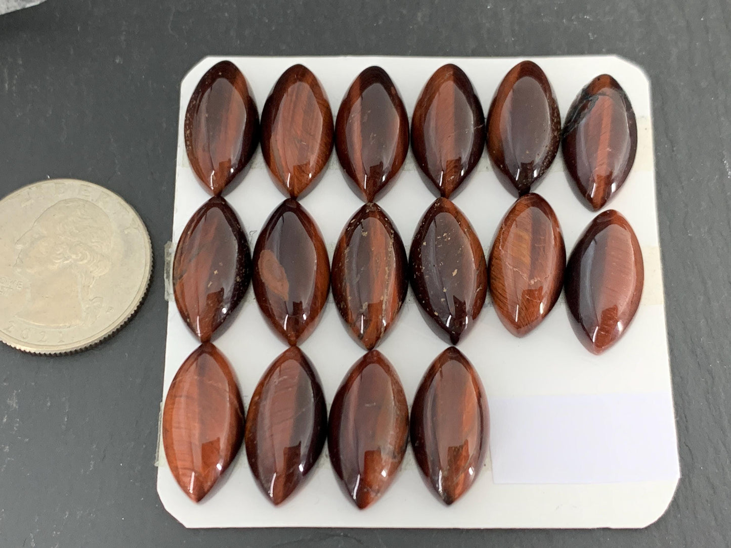 Red Tiger Eye marquise 10x20mm cabochon