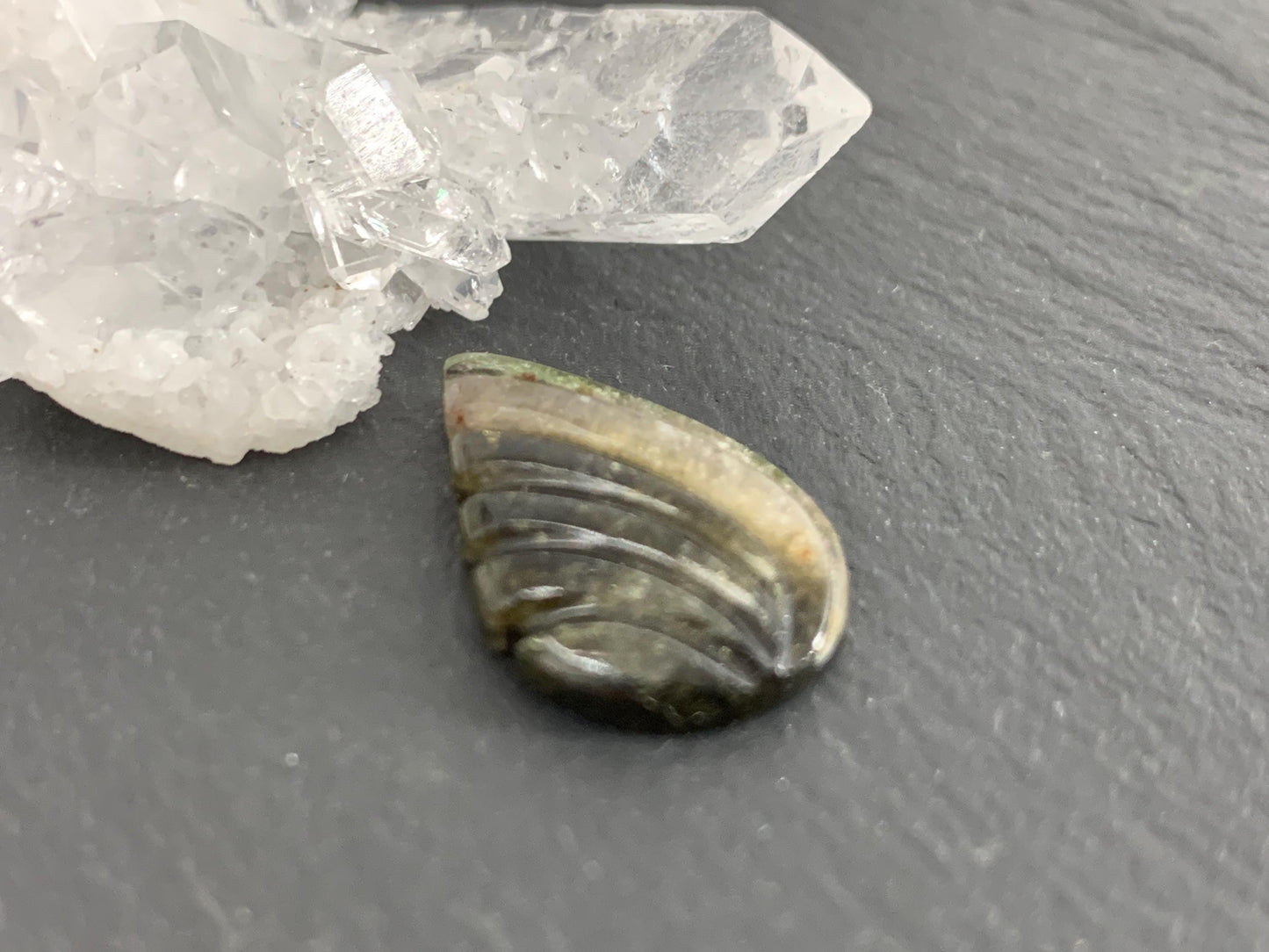 Carved Tourmaline 13x20x3mm cabochon
