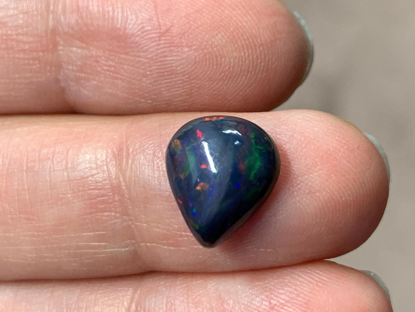 Black Ethiopian Opal pear 10x11x45mm cabochon