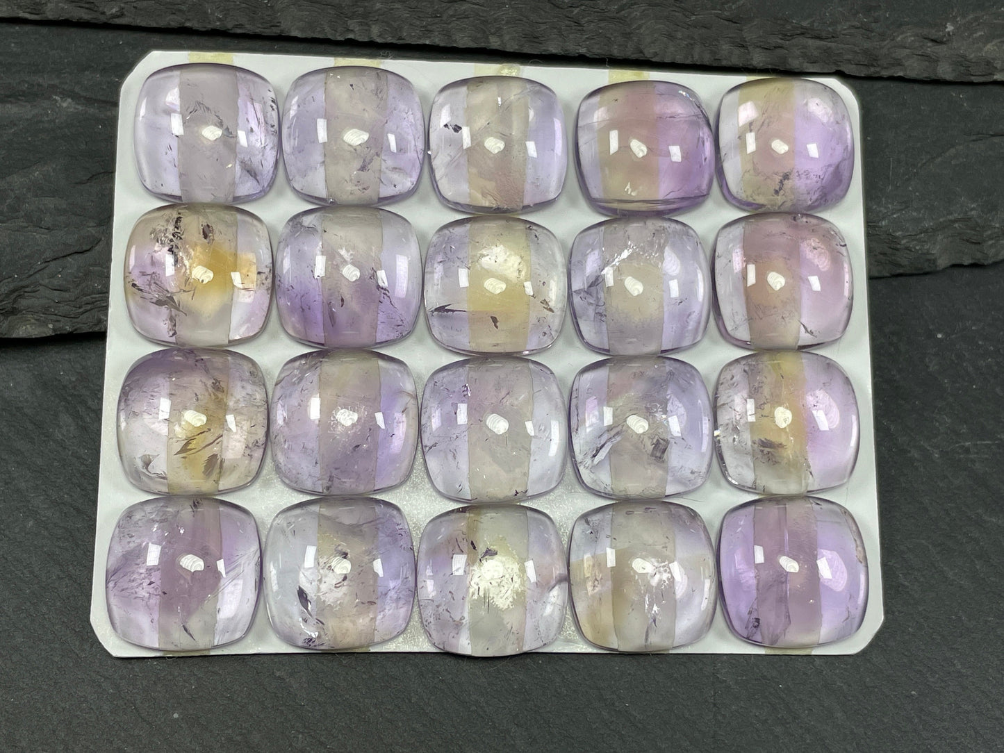 Amethyst square cushion cabochon 15mm - Calibrated cabochons