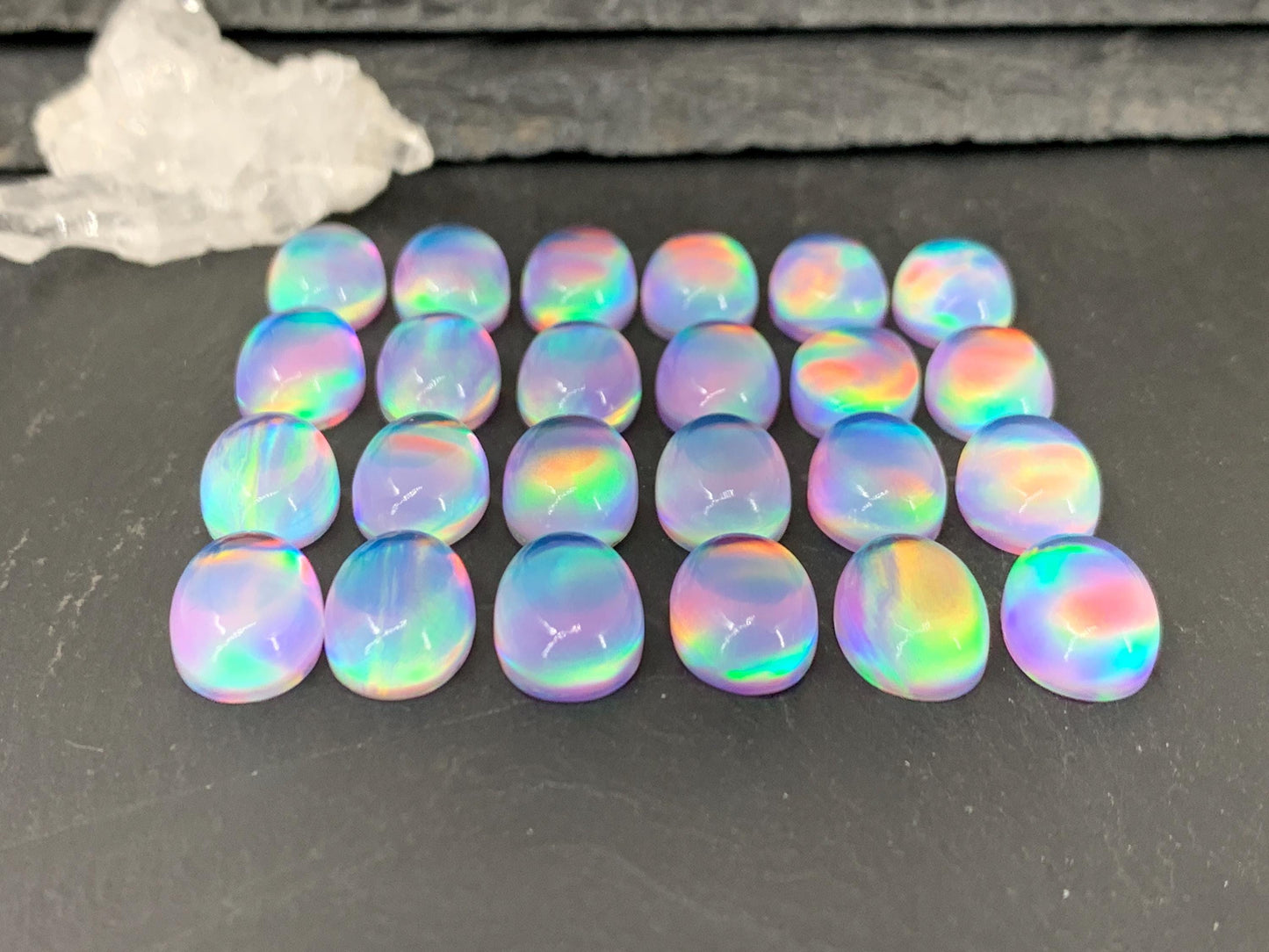 Aurora Opal Oval 10x14mm Doublet Cabochon – Colorful Natural Gemstone