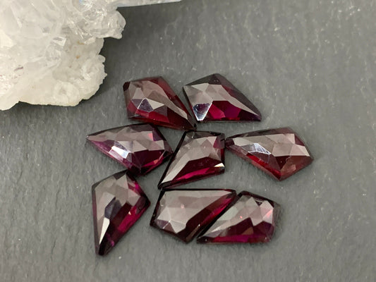 Faceted Garnet Kite 8x12mm cabochon