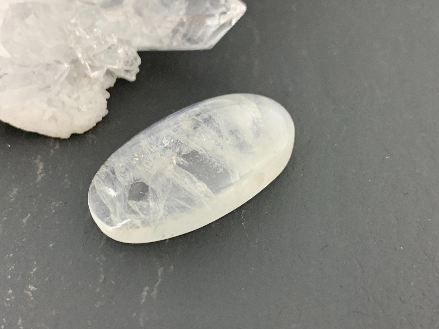 Rainbow Moonstone 27x15x6mm cabochon