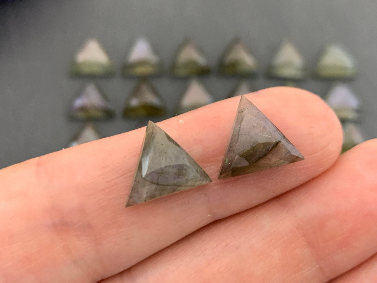Faceted Labradorite triangle 10mm cabochon