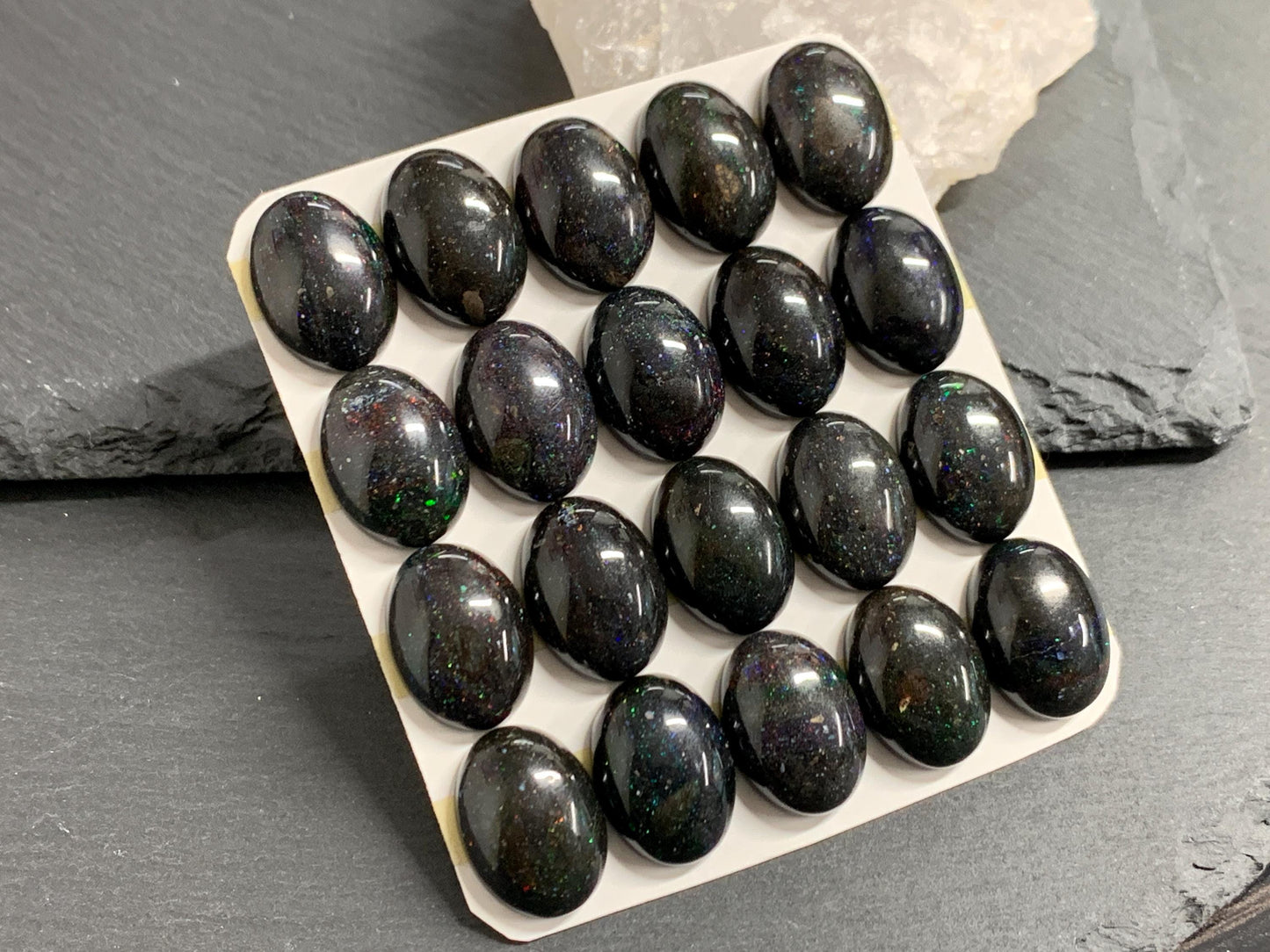 Black Andamooka Opal oval 13x18mm cabochon - Matrix Australian Opal