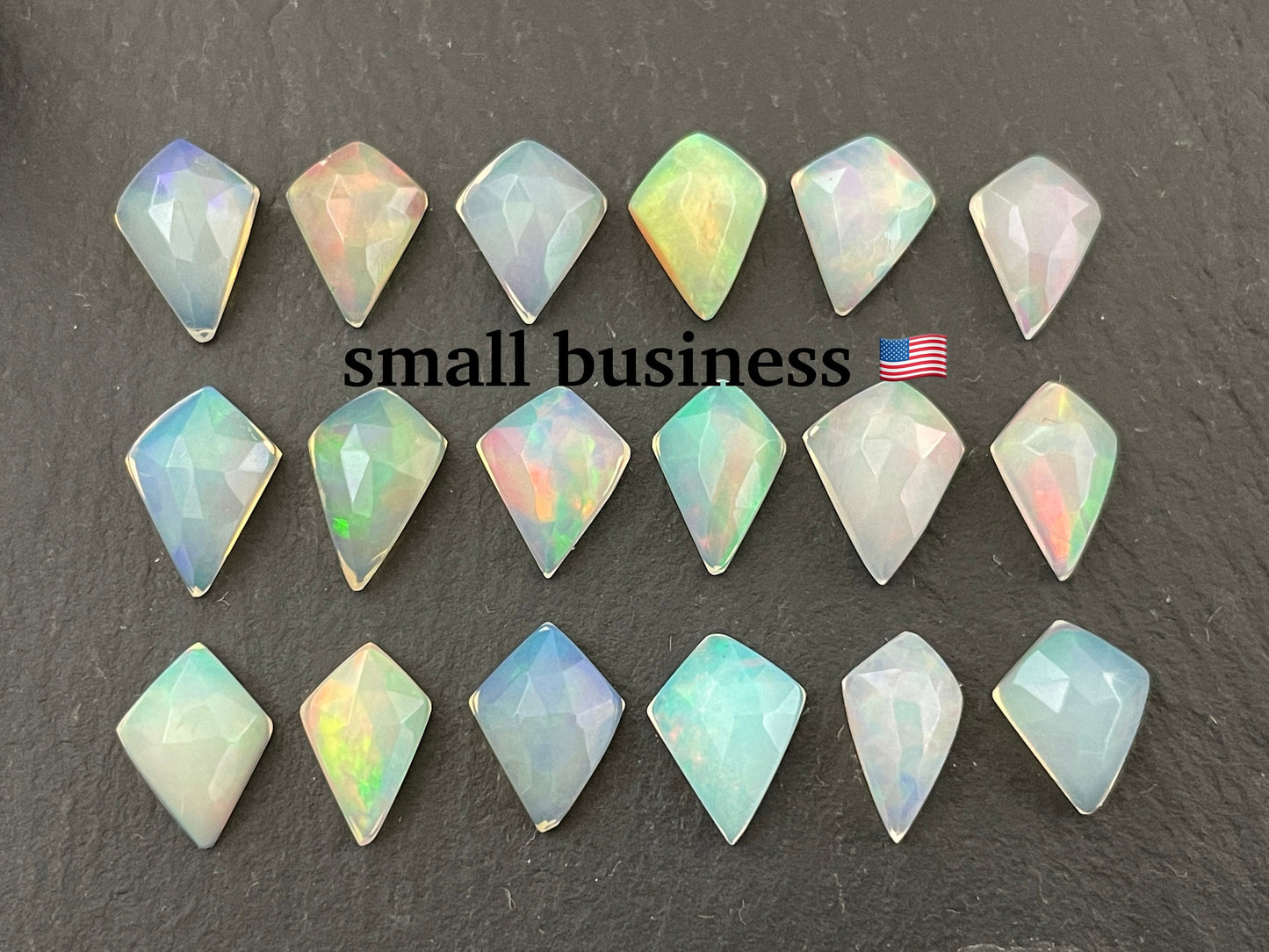 Faceted Ethiopian Opal 9-9.5mm cabochon- Faceted cabochons
