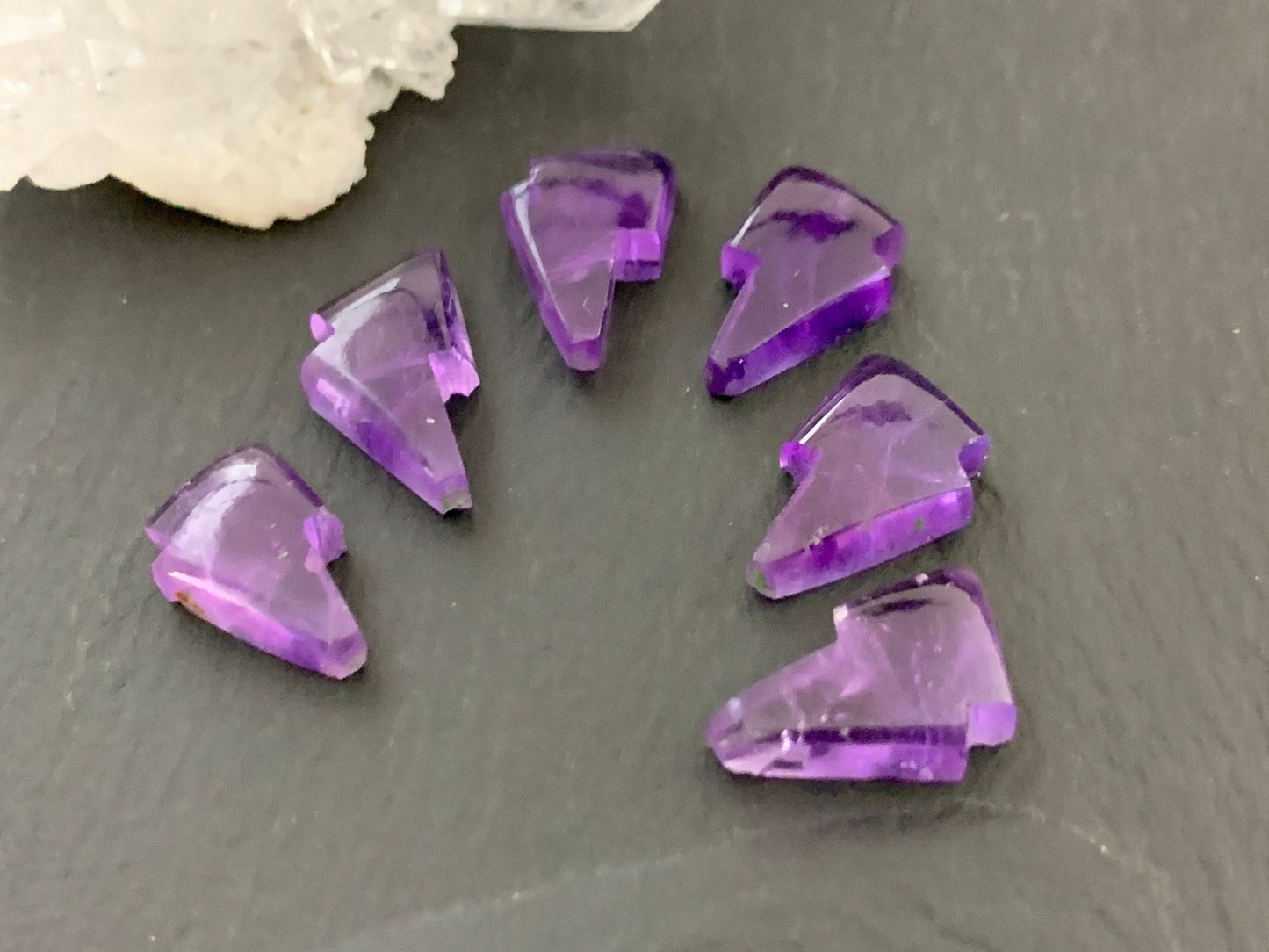 Amethyst lightning bolt 10x13mm cabochon - single cabochon
