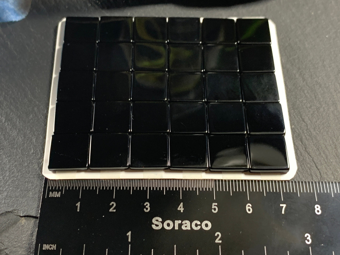 Flat Black Agate square 12mm cabochon - calibrated cabochons