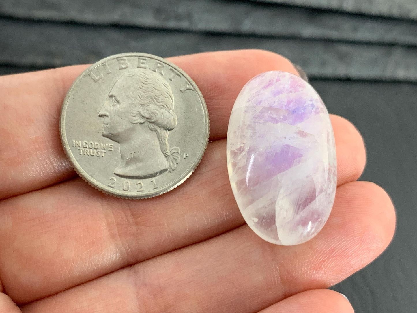 Rainbow Moonstone oval 29x18x8mm cabochon