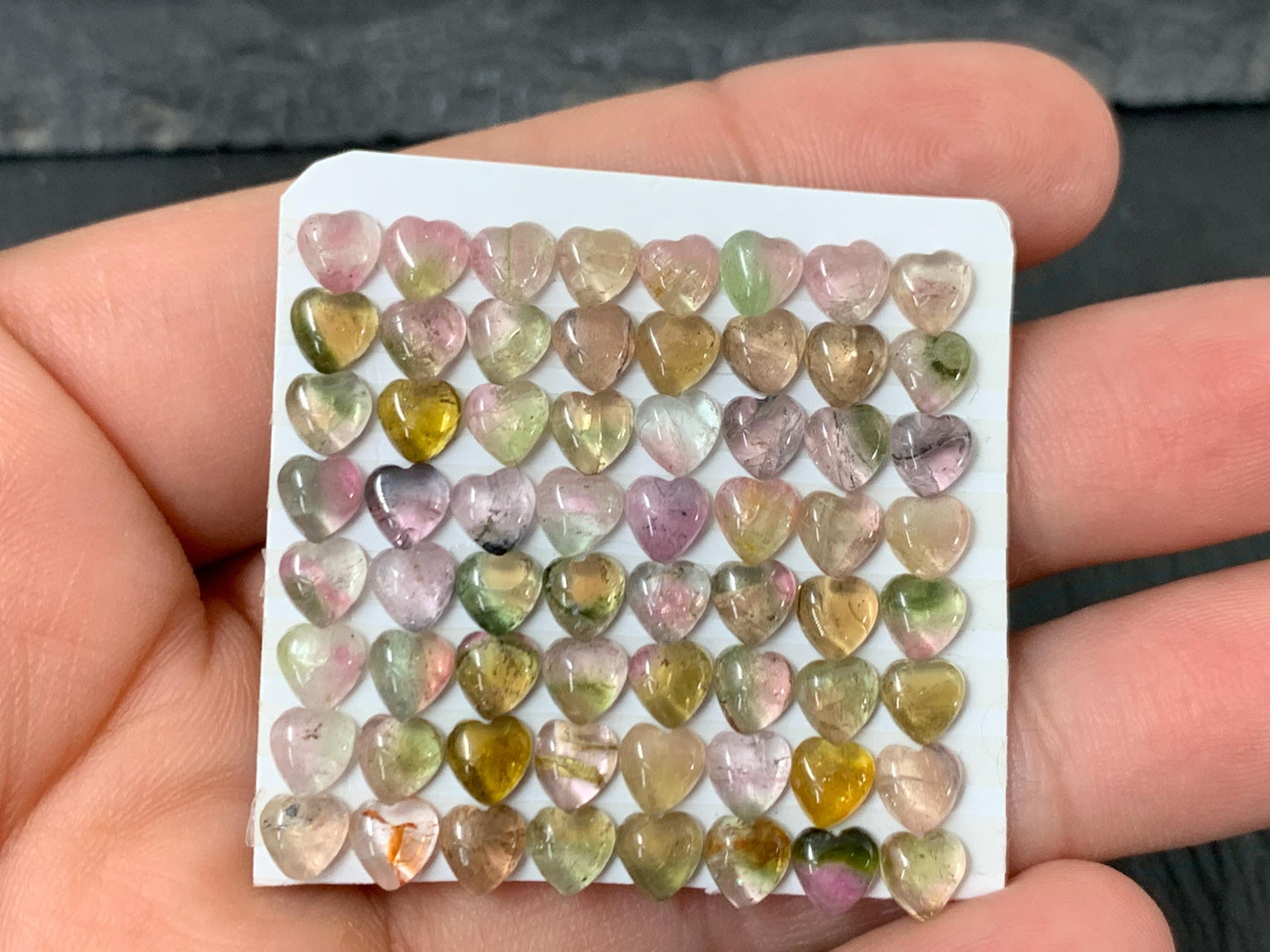Tourmaline heart 5mm cabochon - Calibrated cabochons