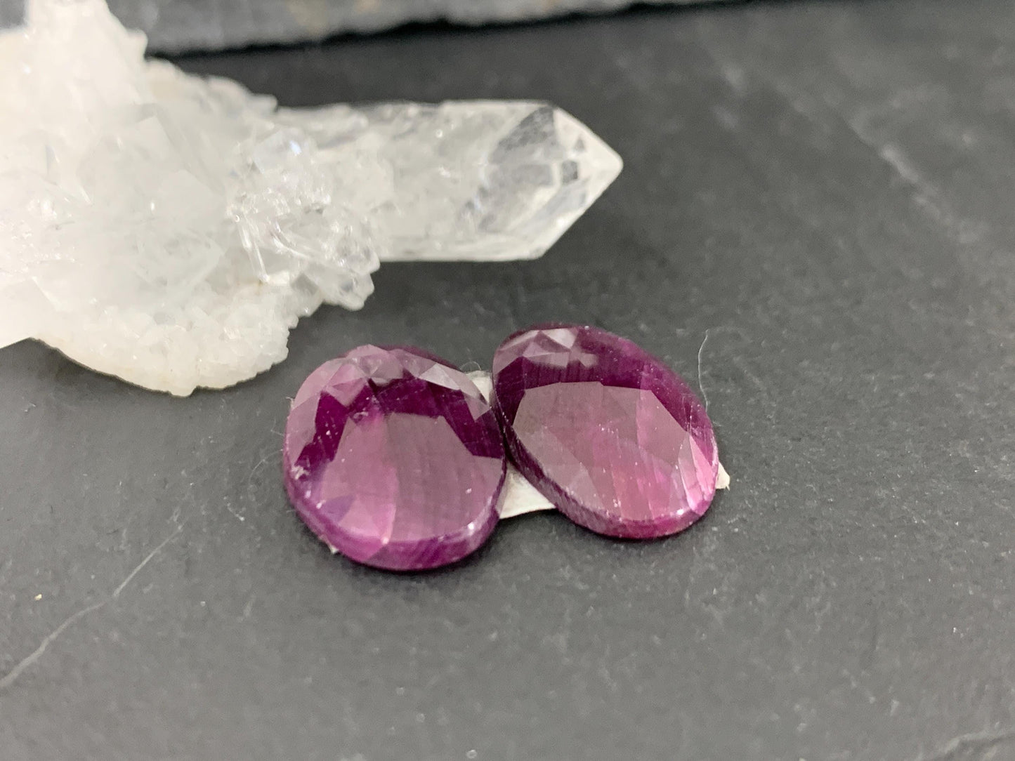 Faceted Ruby pair 10x18x3mm cabochon