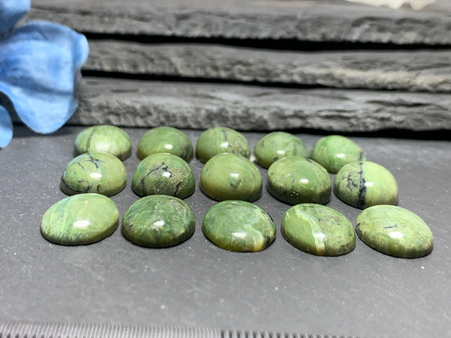 Green Opal oval 13x18mm cabochon- Calibrated cabochons