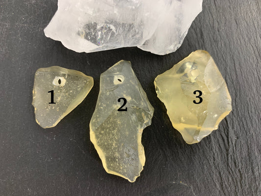 Drilled Libyan Desert Glass 24-45mm long