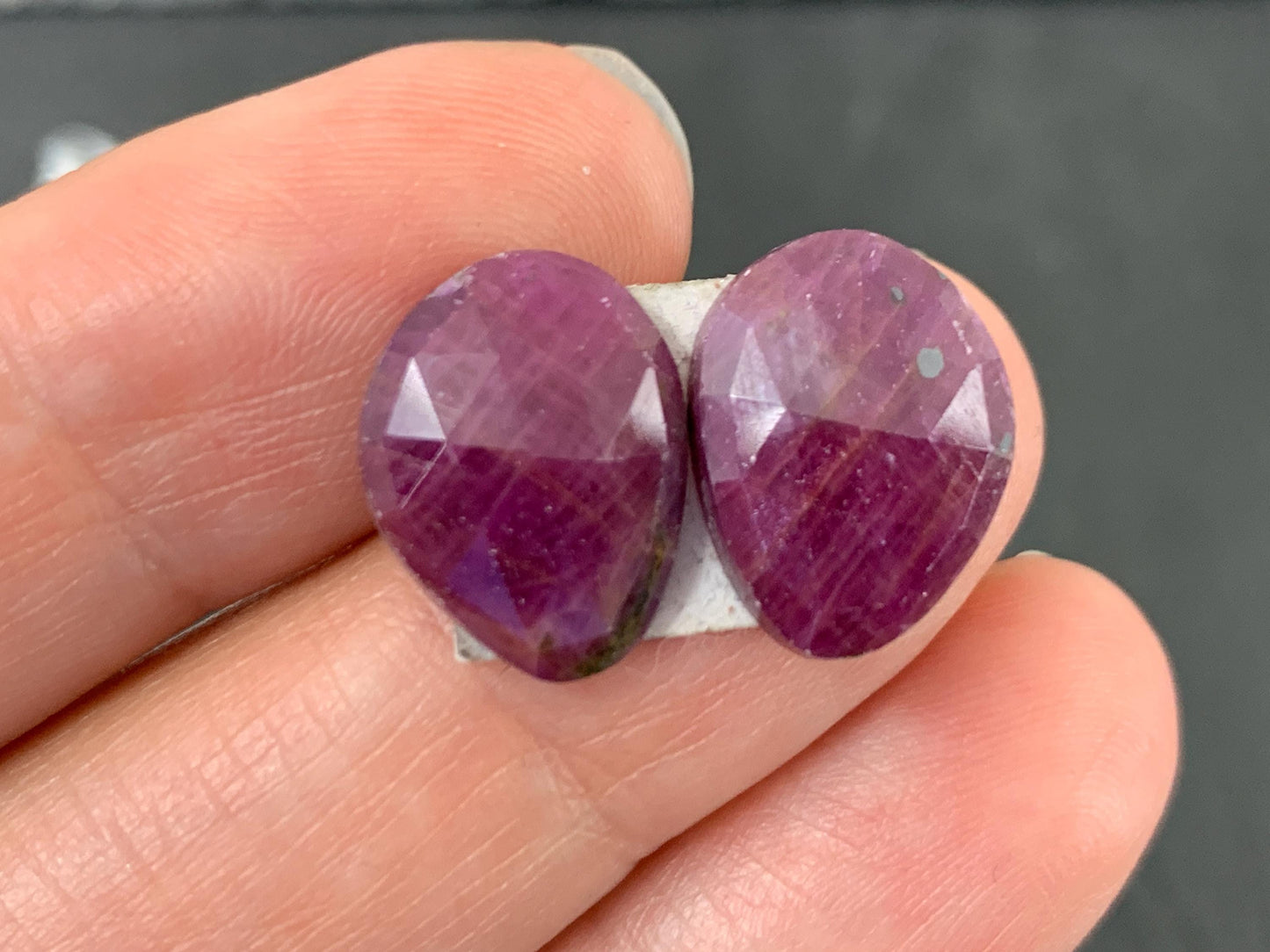 Faceted Ruby pair 11x14x4mm cabochon