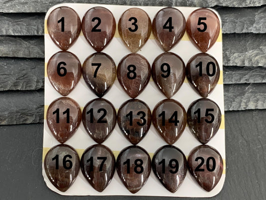 Gold Sunstone pear 15x20mm cabochon - Calibrated cabochons