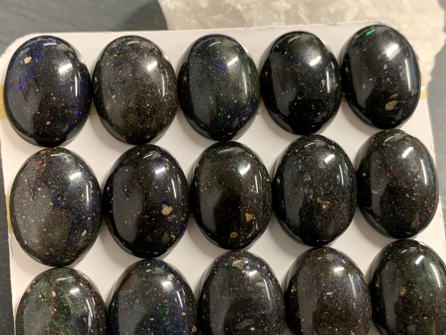 Black Andamooka Opal oval 15x18mm cabochon - Matrix Australian Opal