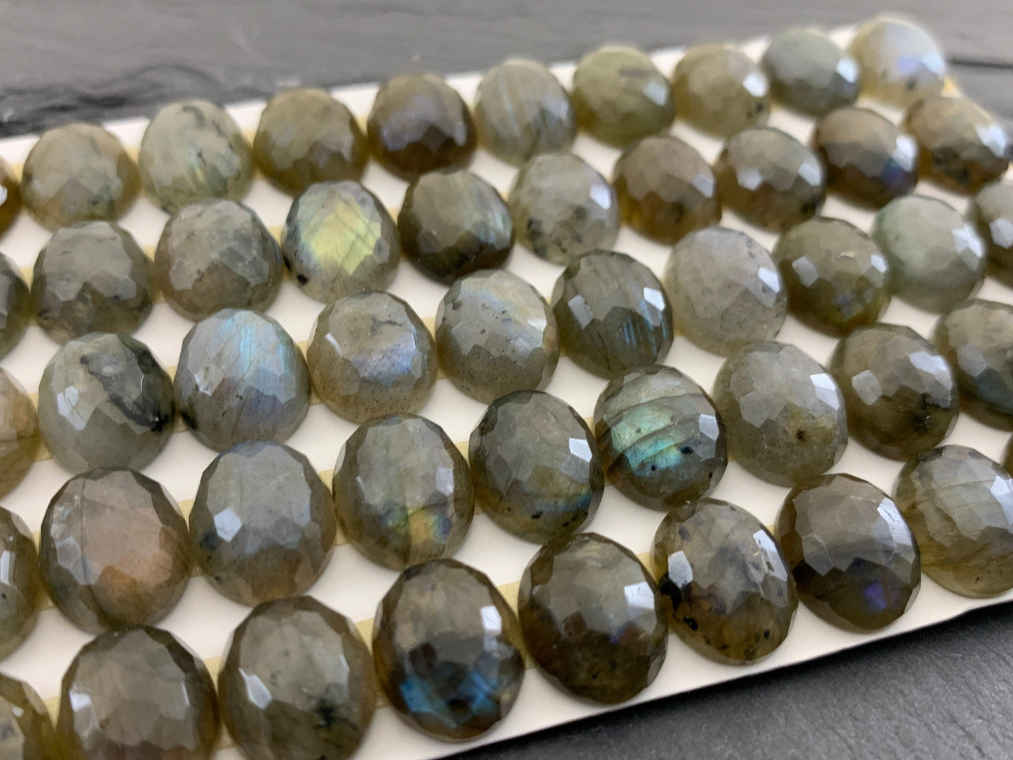 Faceted Labradorite oval 10x12mm Cabochon - Calibrated Cabochons