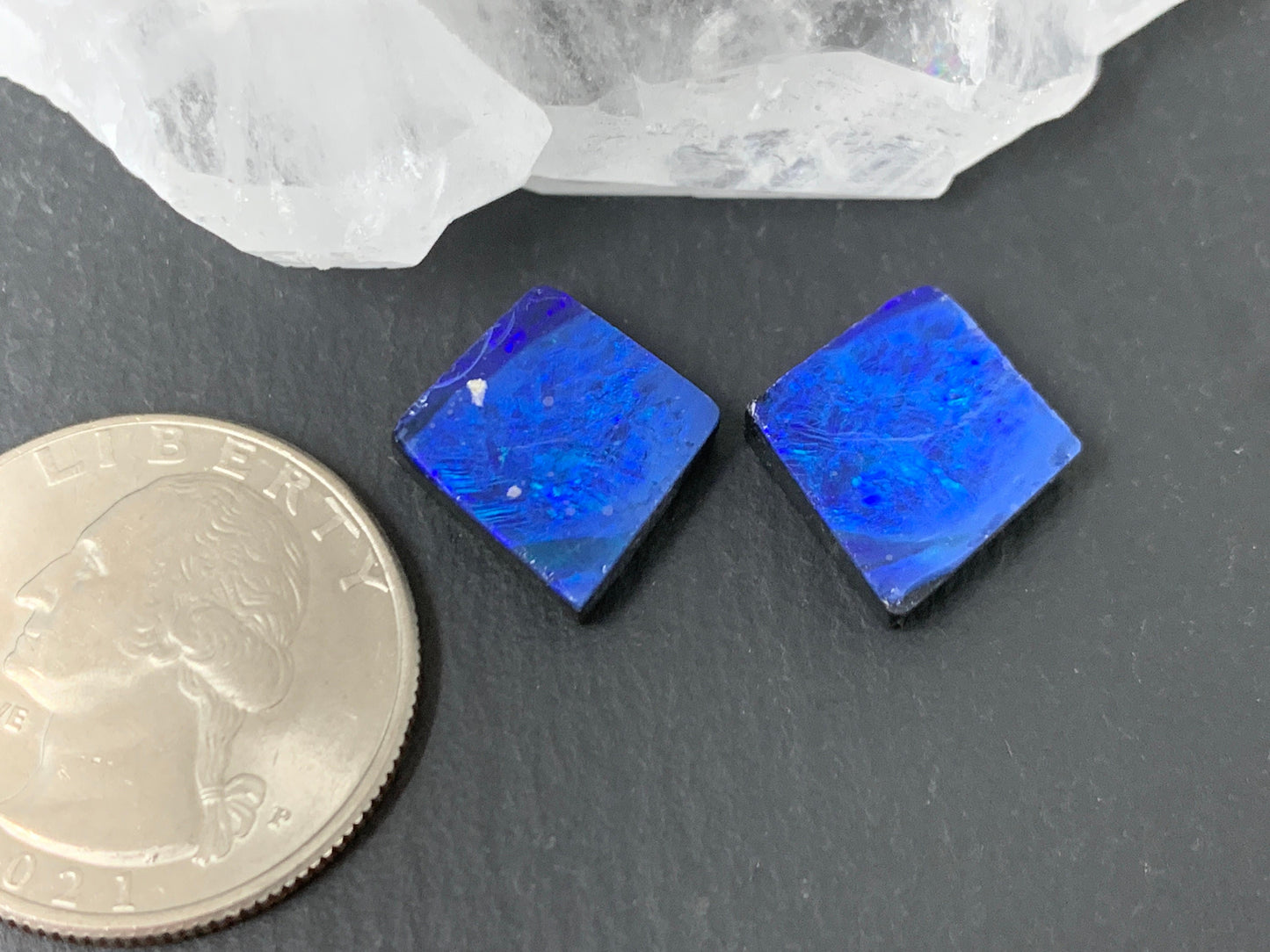 Australian Opal doublet 15x16x3.5mm pair of cabochons
