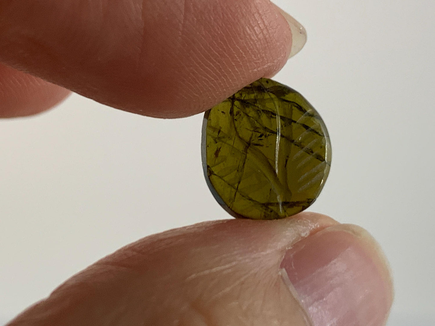 Carved Tourmaline 10x11x25mm cabochon