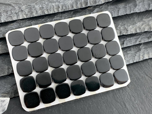 Flat Black Spinel square cushion 10mm cabochon - Calibrated cabochons