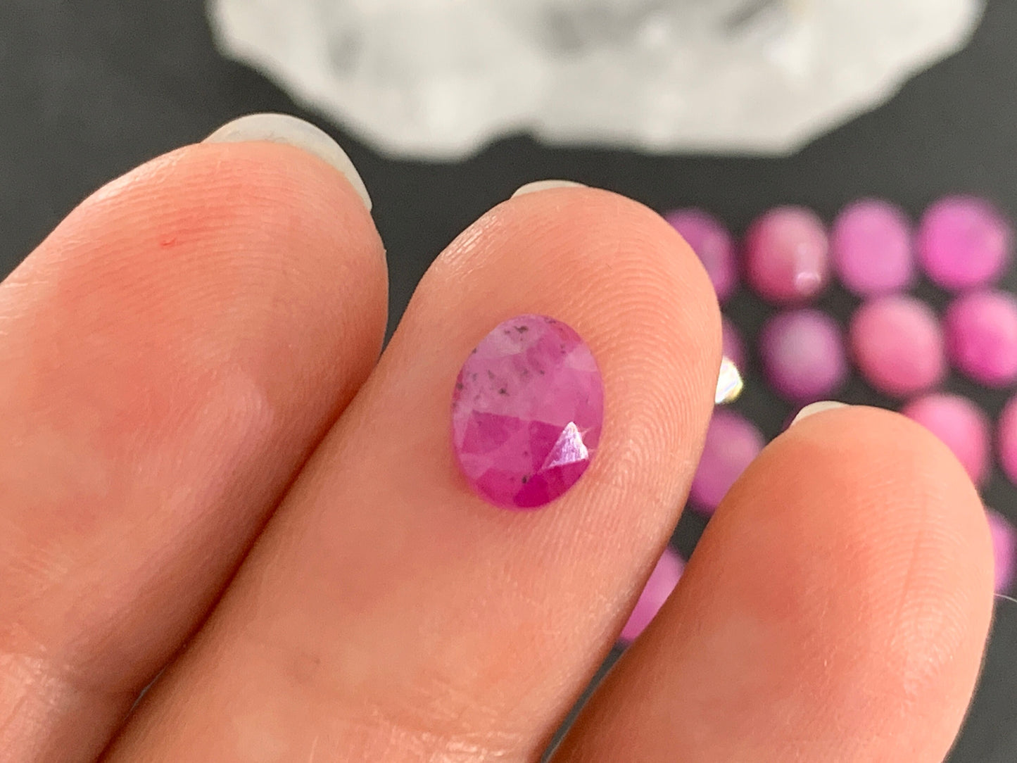 Faceted Pink Sapphire oval 6x8mm cabochon - Light pink