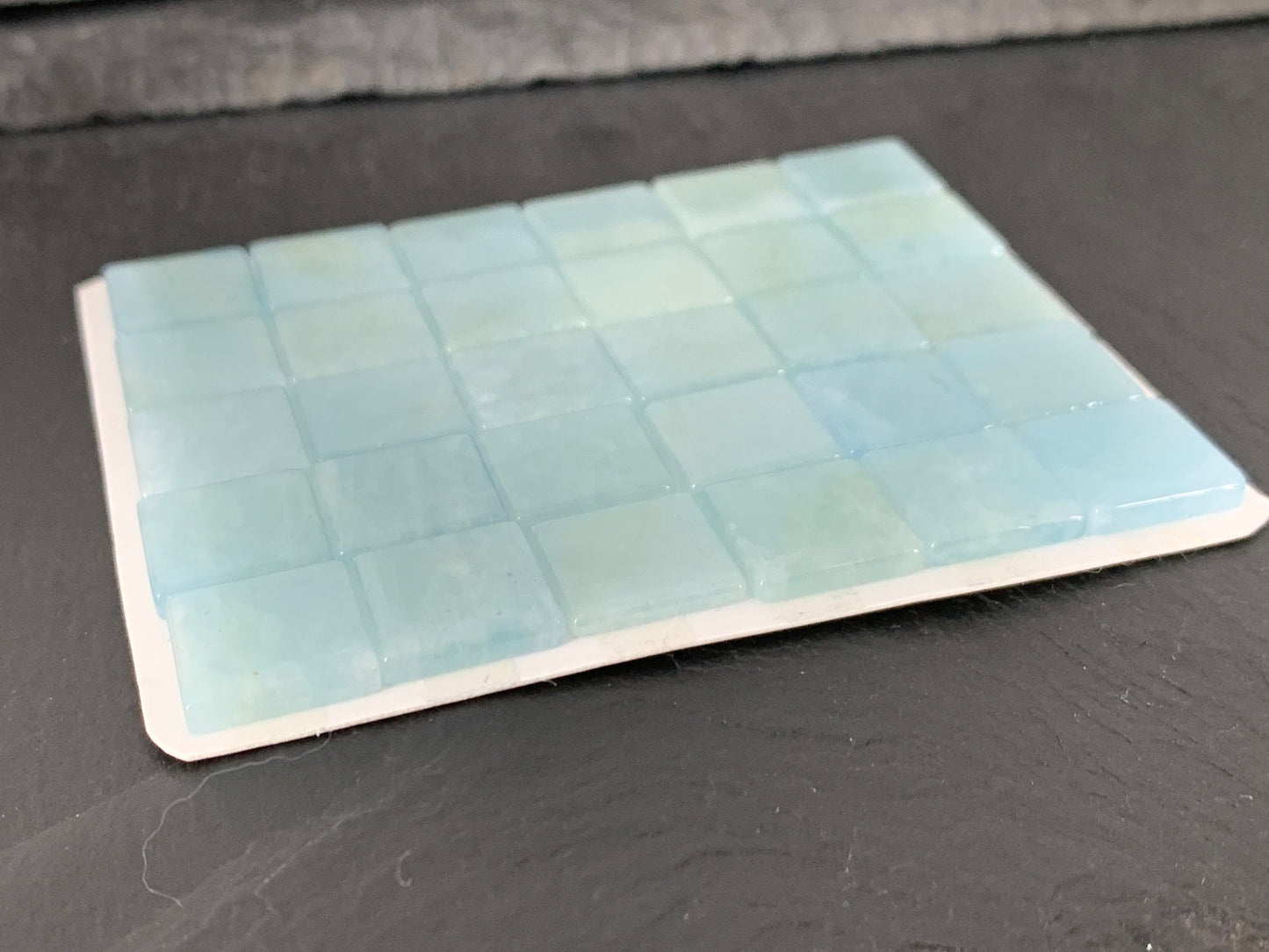 Flat Aquamarine square 12mm cabochon - Calibrated cabochons