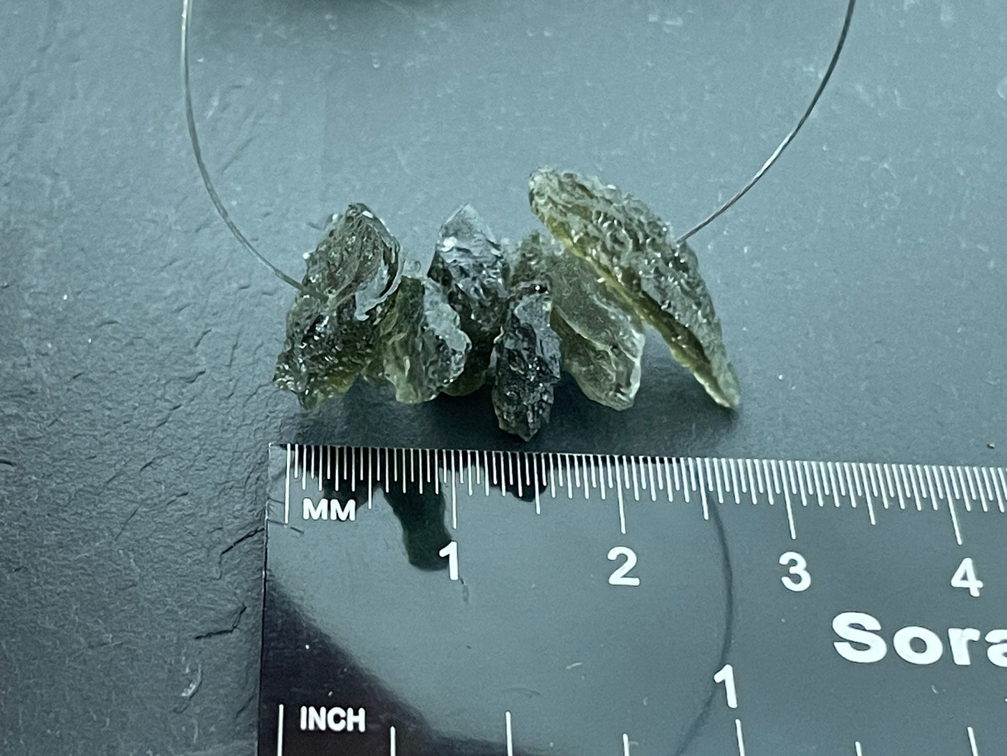 Raw Moldavite beads 12-23mm long - of of 6 beads