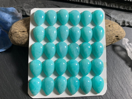 Amazonite Pear 10x14mm cabochon - Calibrated cabochons