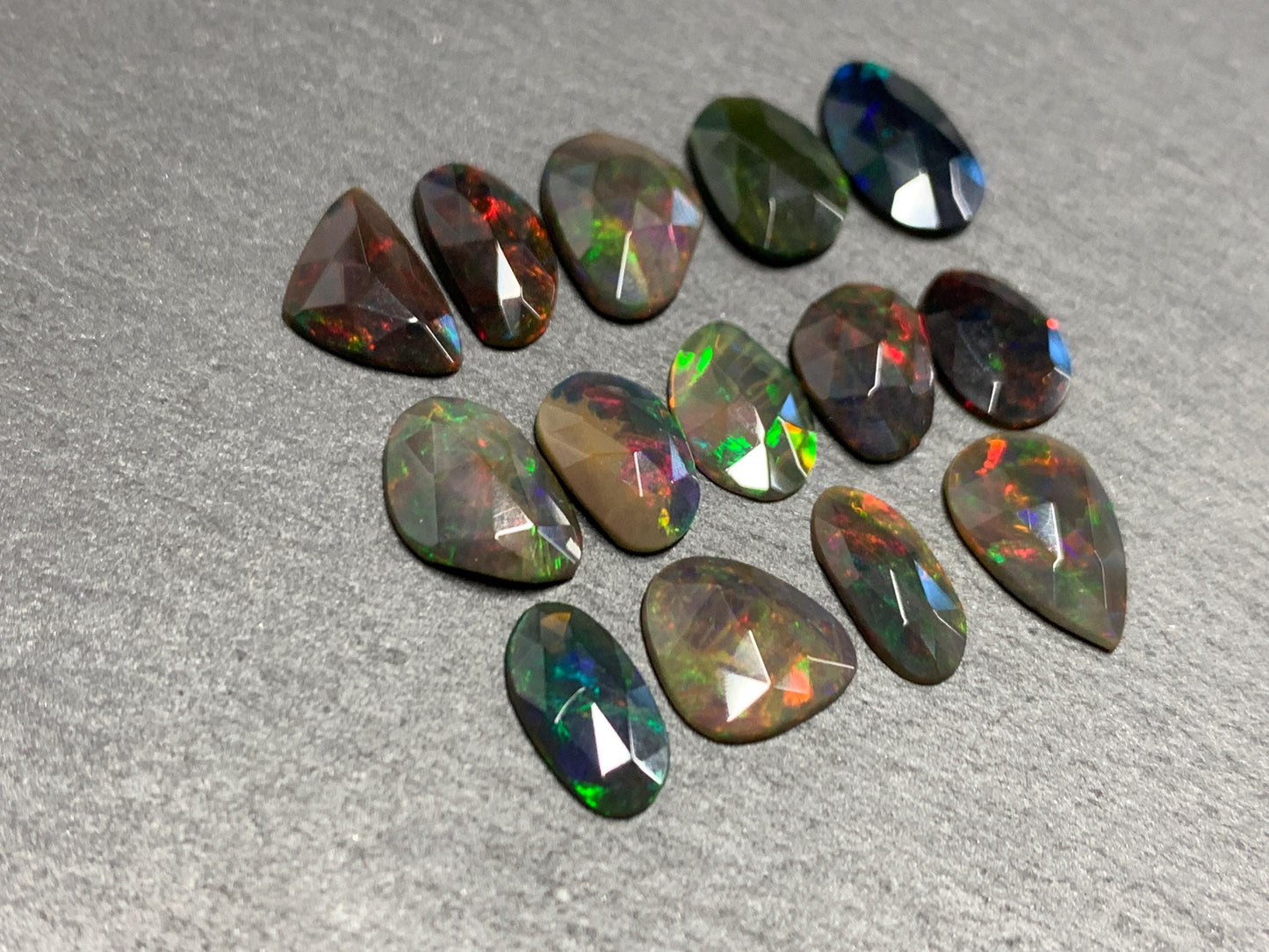 Faceted Black Ethiopian Opal 9-12mm long cabochon