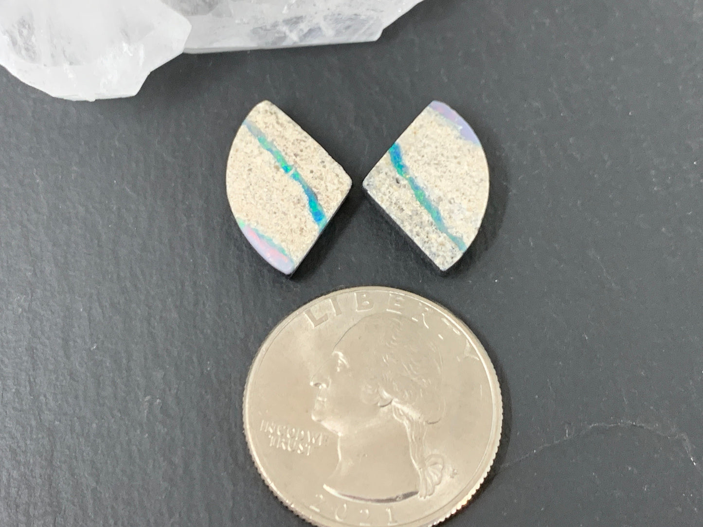 Australian Opal doublet 12x18x3.5mm pair of cabochons