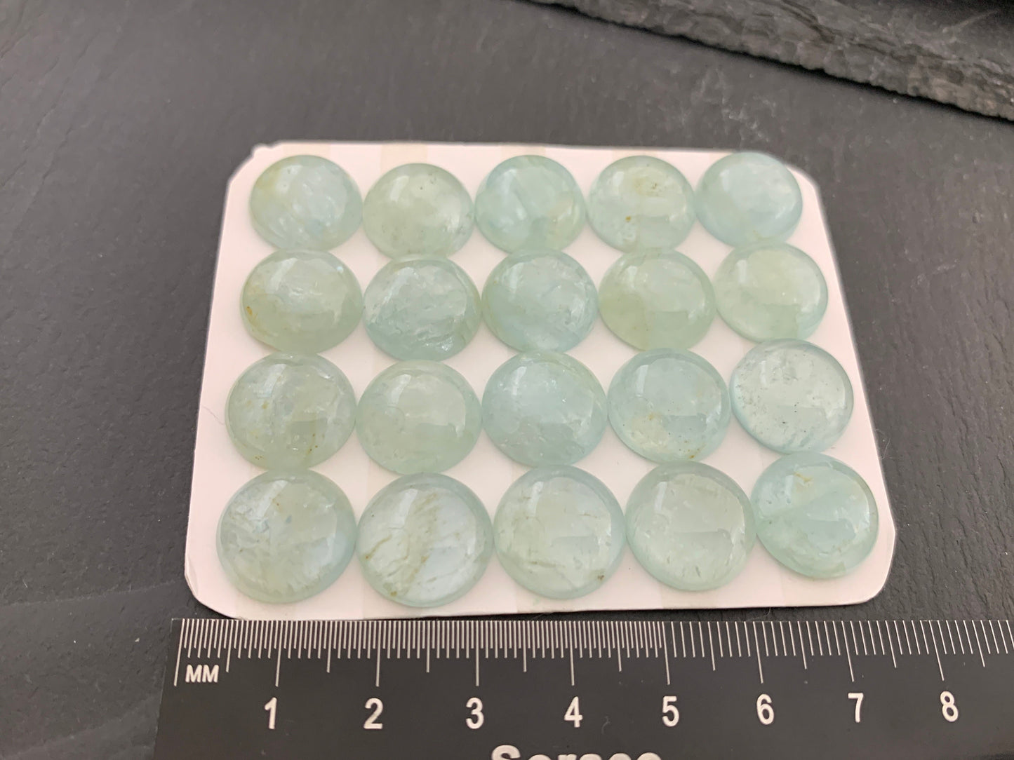 Aquamarine round 15mm cabochon - Calibrated cabochons
