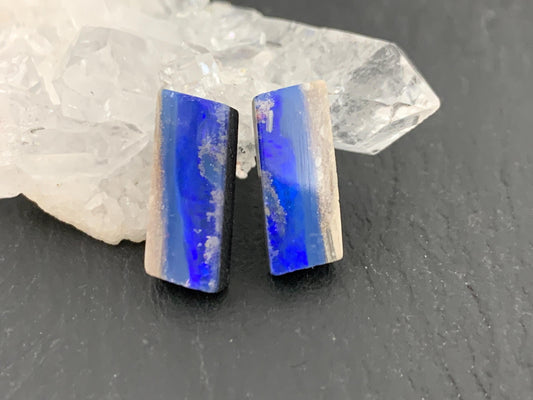 Australian Opal doublet 6x14x3.5mm pair of cabochons