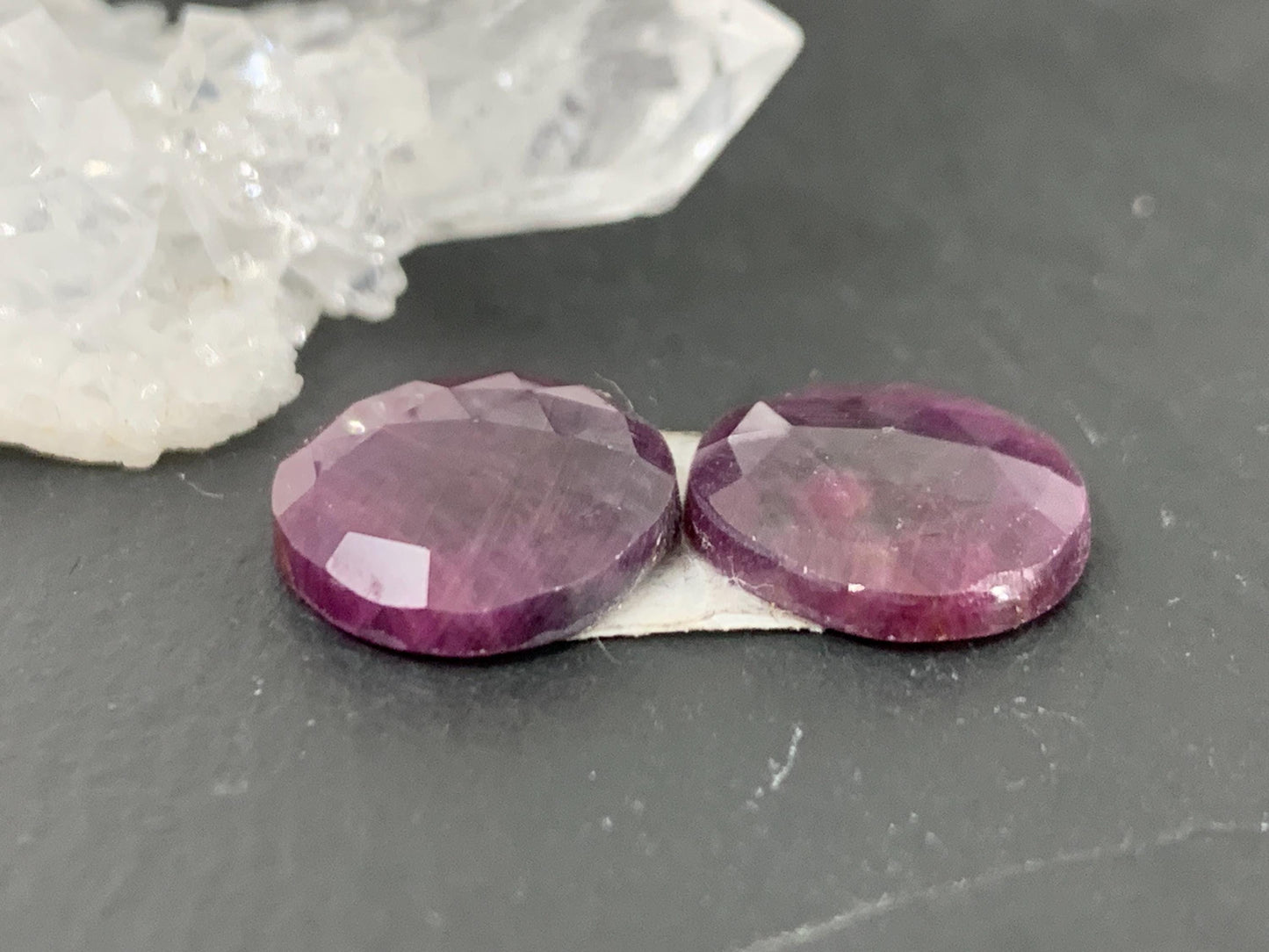 Faceted Ruby pair 12x15x3mm cabochon