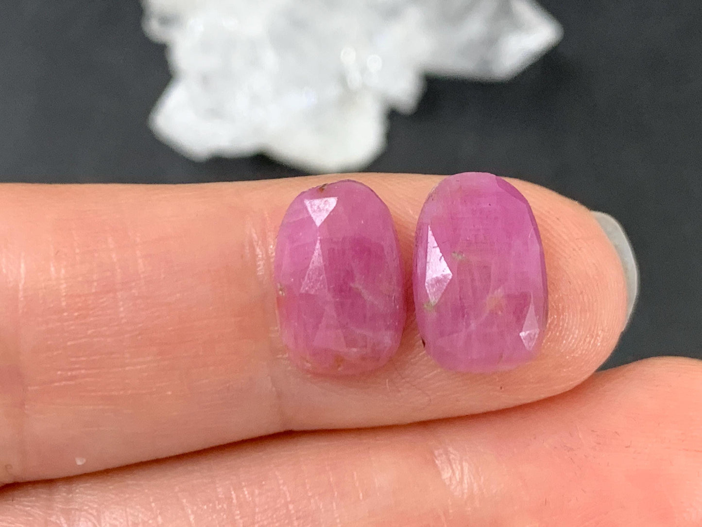 Faceted Ruby pair 8x12x3mm cabochon