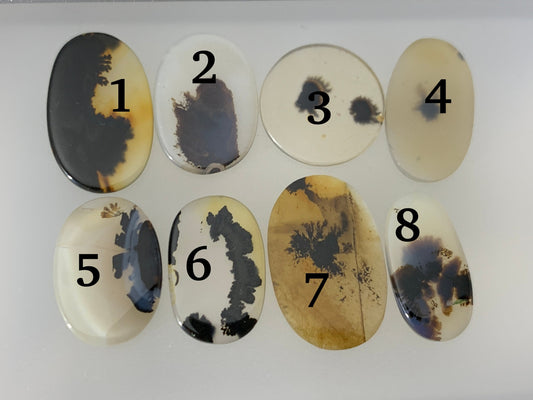 Flat Scenic Agate oval, round 16-20mm long cabochon | Natural Scenic Agate